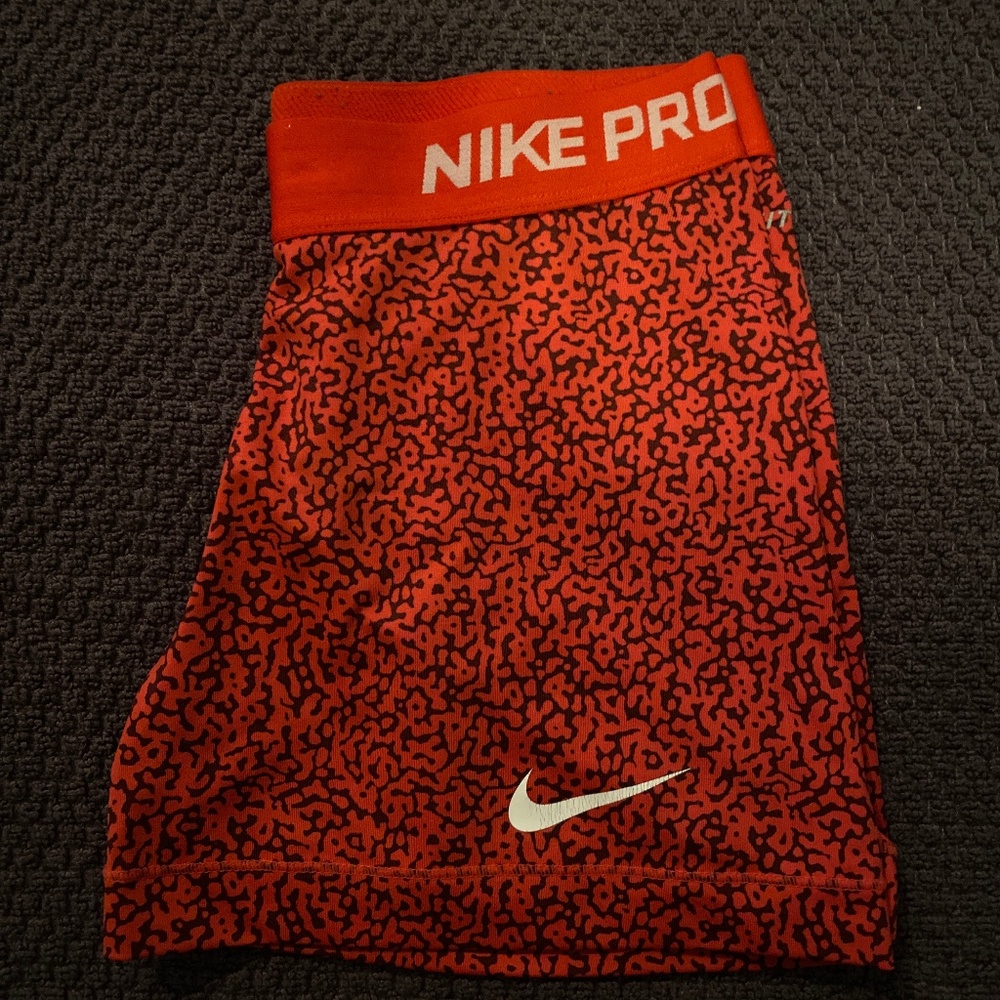 Red with black spots Nike Pro shorts